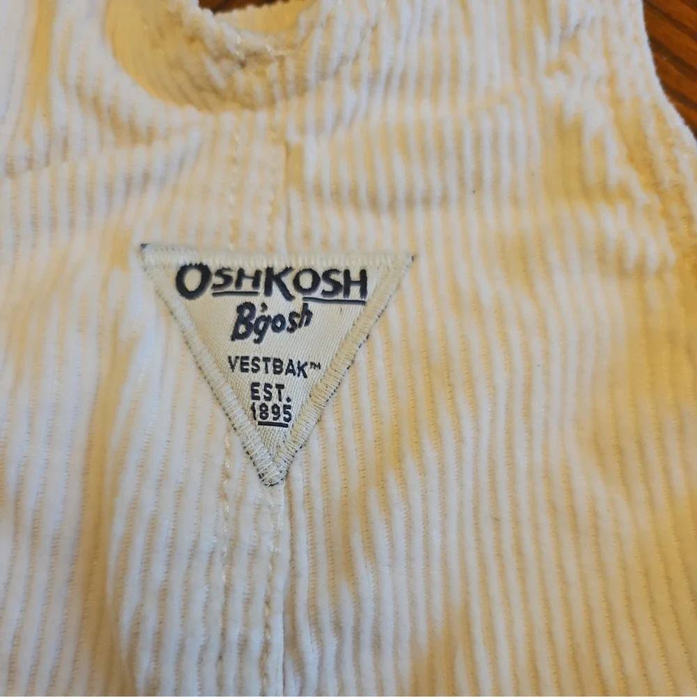 OshKosh B'gosh Ivory‎ Corduroy Lined Overalls Vestbak 3 months